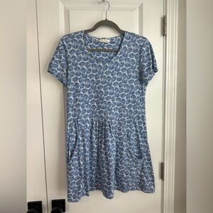 Seasalt Cornwall Devoran Seashell Organic Cotton Tunic Dress Blue White Size 10